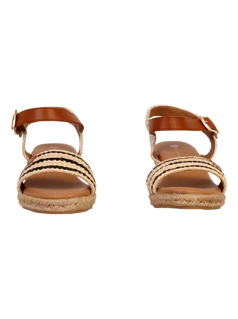 Sandales Compensées à Bride The Divine Factory Noir Marron - Kiabi