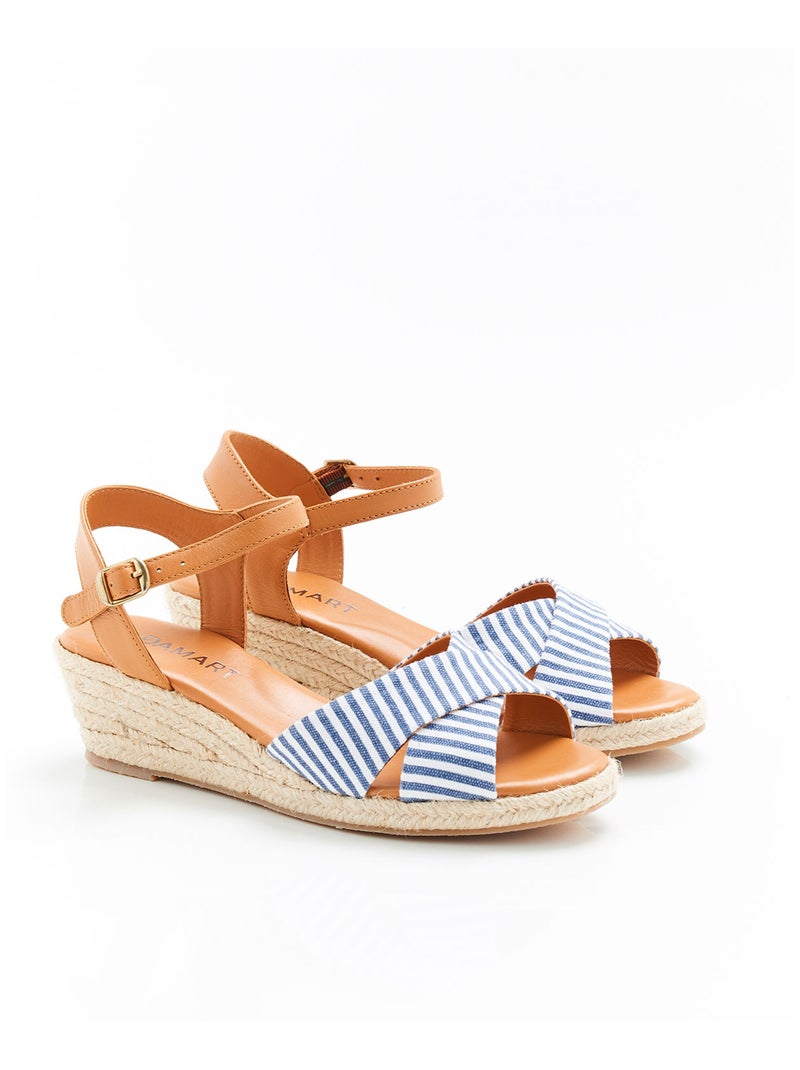 Sandales compensées à brides croisées - Damart Bleu - Kiabi