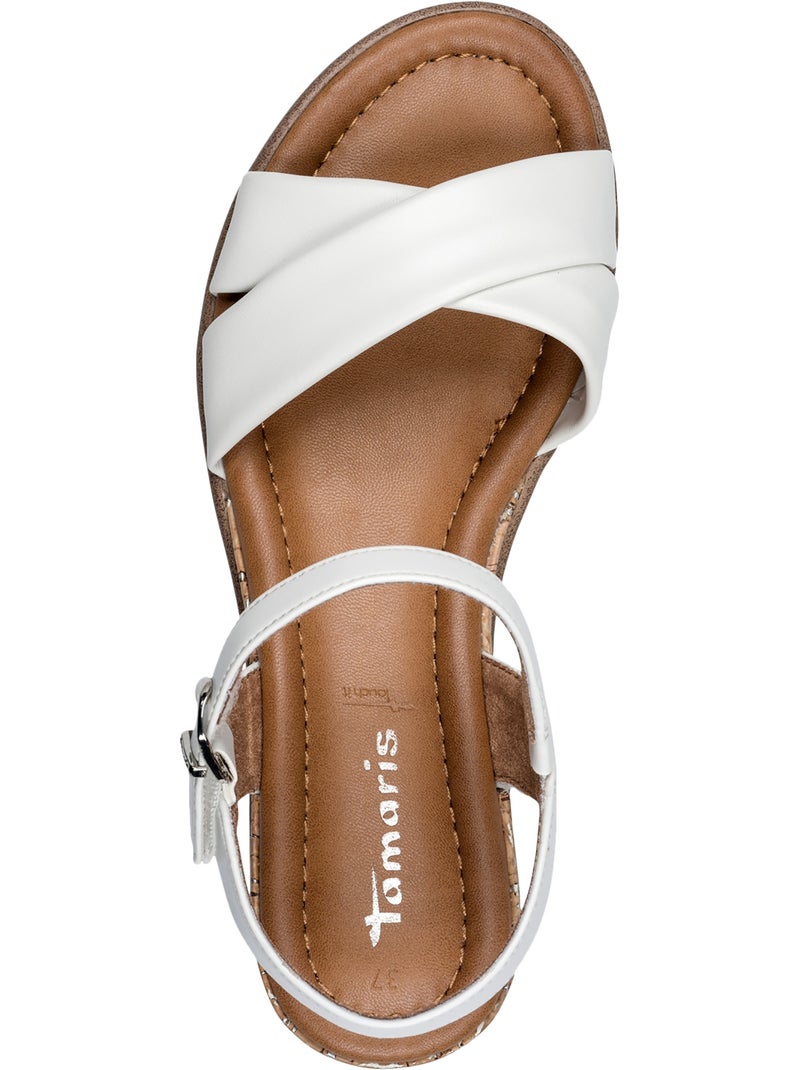 Sandales Compensées à Brides Tamaris Blanc - Kiabi