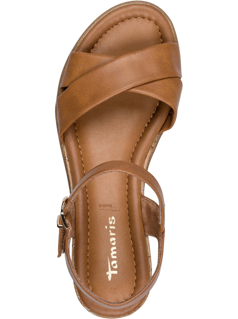 Sandales Compensées à Brides Tamaris Marron - Kiabi