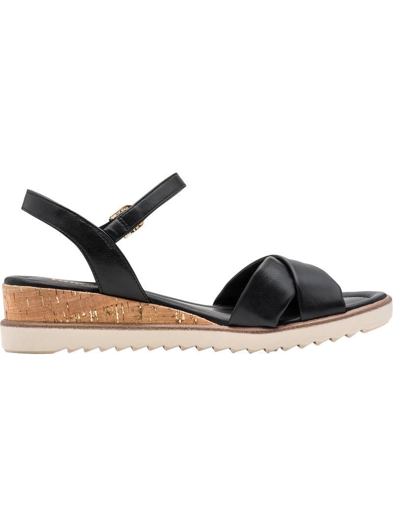 Sandales Compensées à Brides Tamaris Noir - Kiabi
