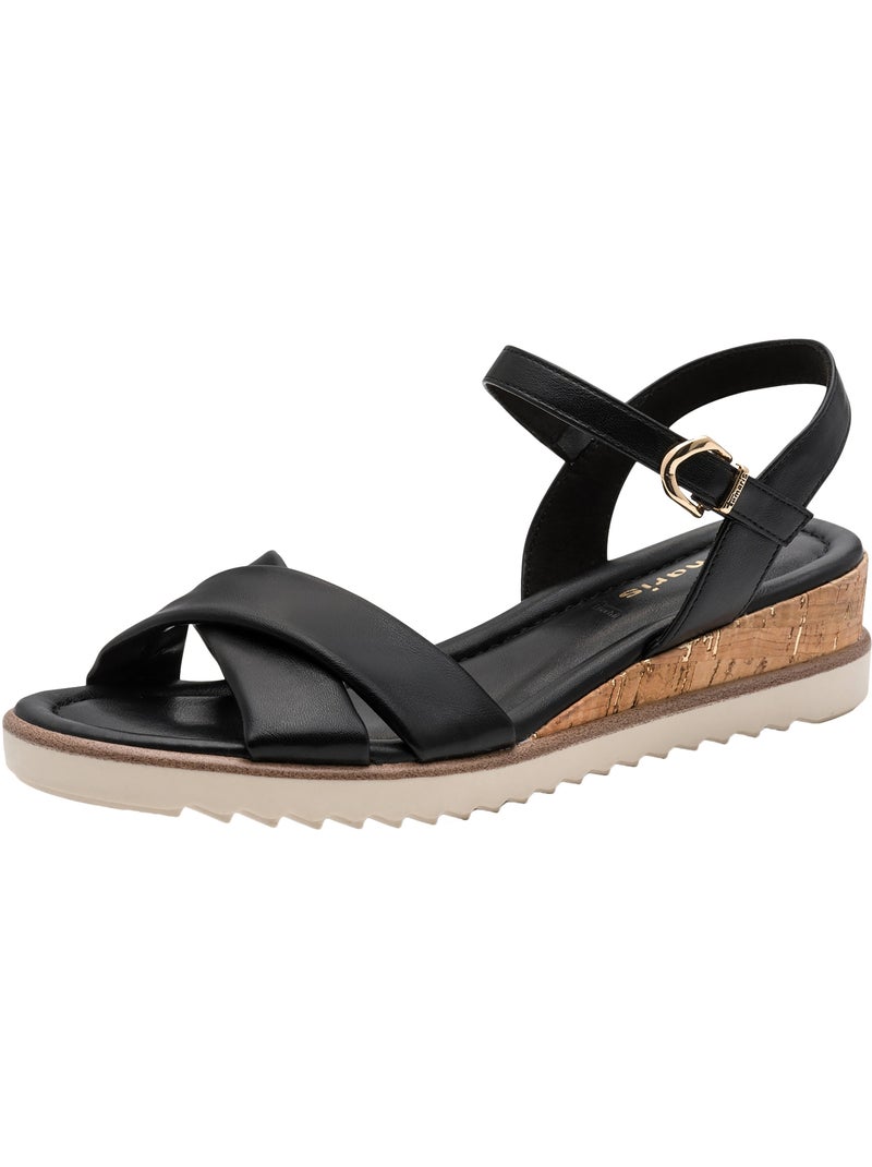 Sandales Compensées à Brides Tamaris Noir - Kiabi