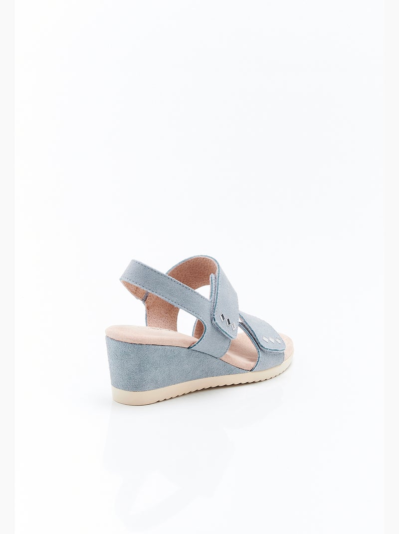 Sandales compensées à scratchs - Damart Bleu - Kiabi