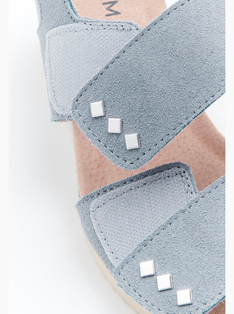 Sandales compensées à scratchs - Damart Bleu - Kiabi