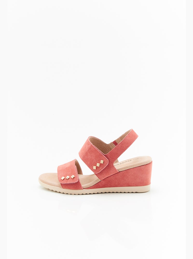 Sandales compensées à scratchs - Damart Rose - Kiabi