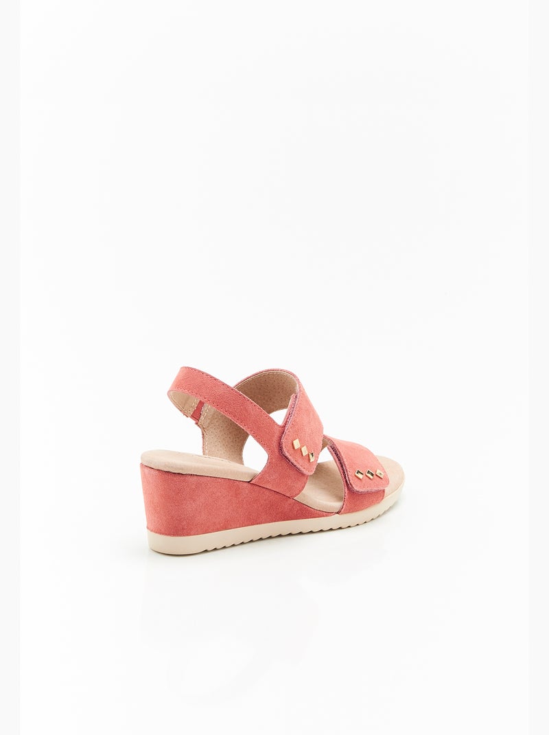 Sandales compensées à scratchs - Damart Rose - Kiabi