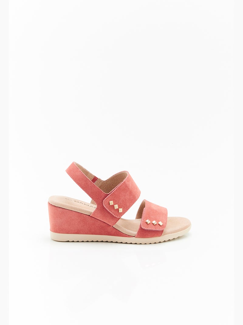 Sandales compensées à scratchs - Damart Rose - Kiabi