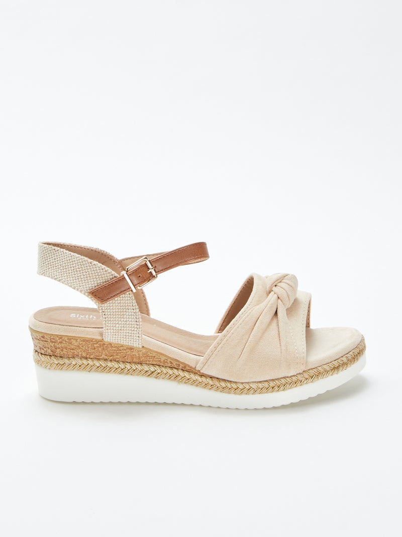 Sandales compensées avec bords de semelles en corde BEIGE - Kiabi