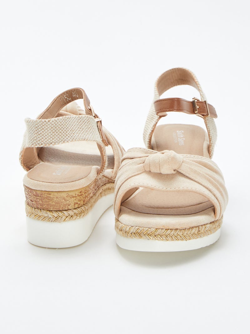 Sandales compensées avec bords de semelles en corde BEIGE - Kiabi