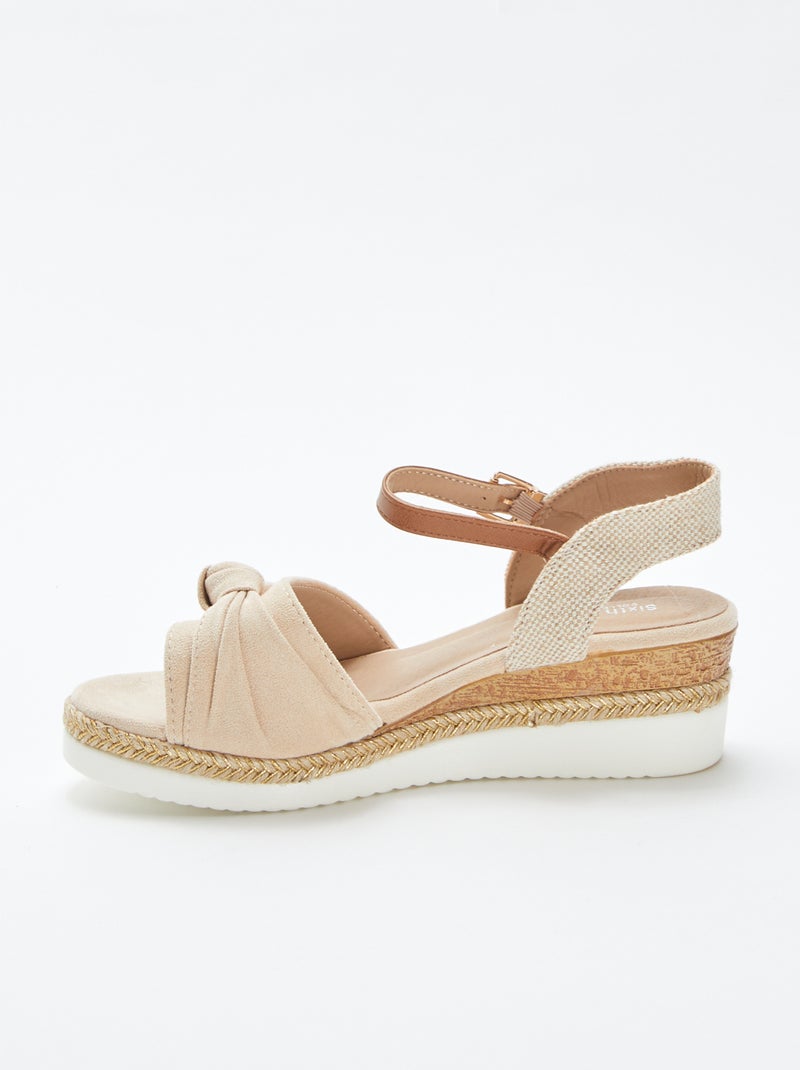 Sandales compensées avec bords de semelles en corde BEIGE - Kiabi