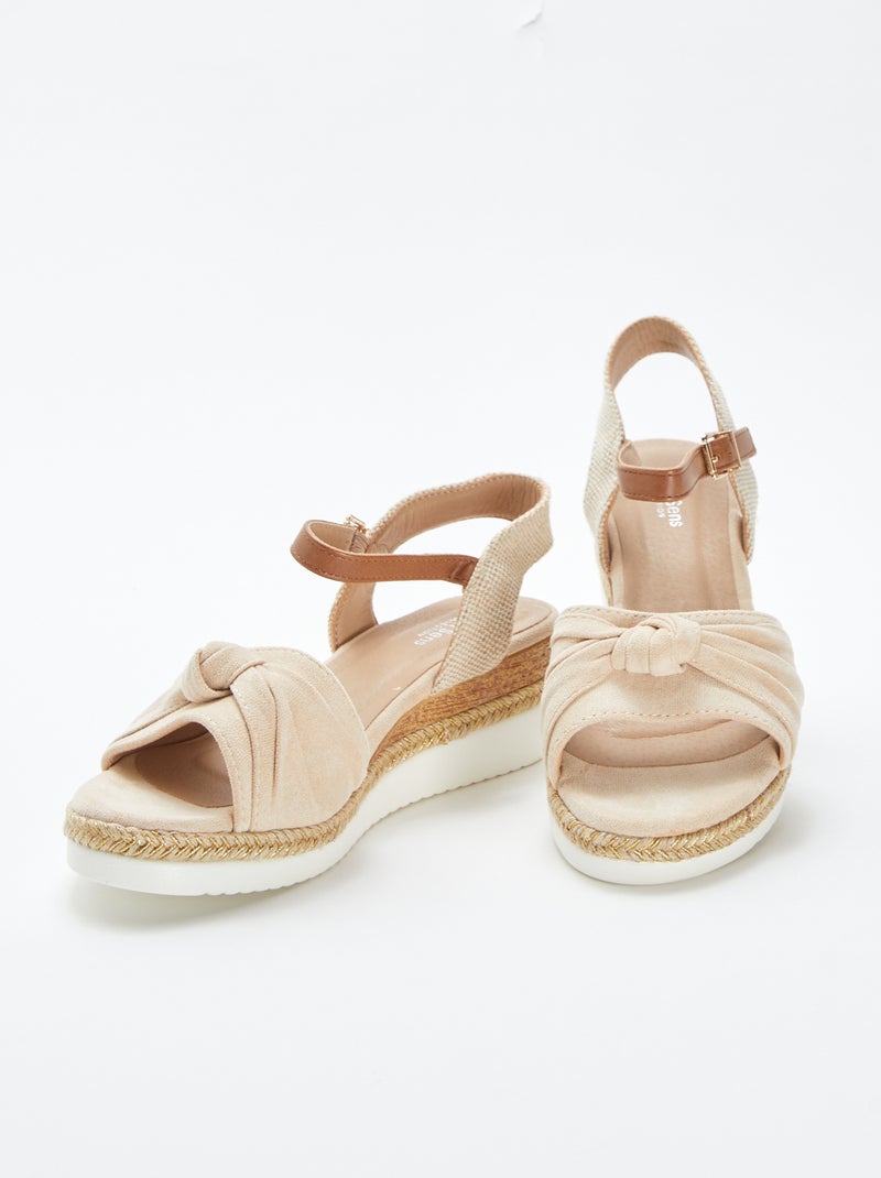 Sandales compensées avec bords de semelles en corde BEIGE - Kiabi