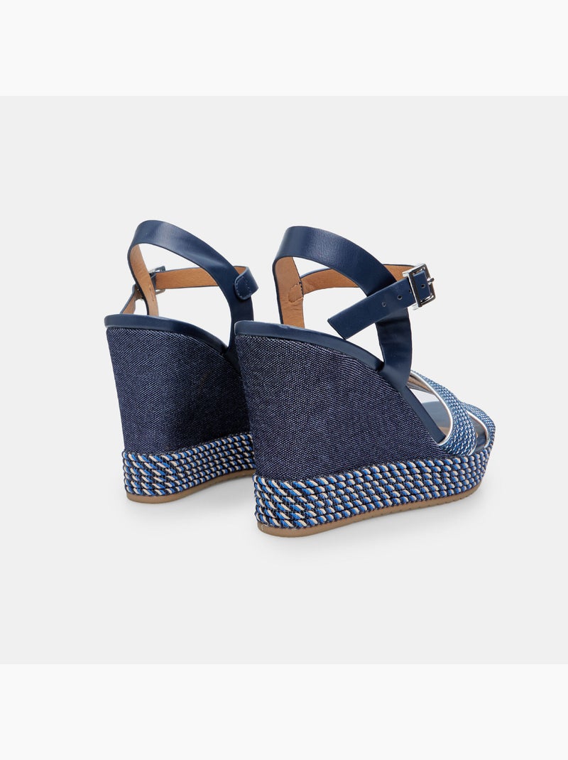 Sandales compensées avec bride BATA Bleu - Kiabi