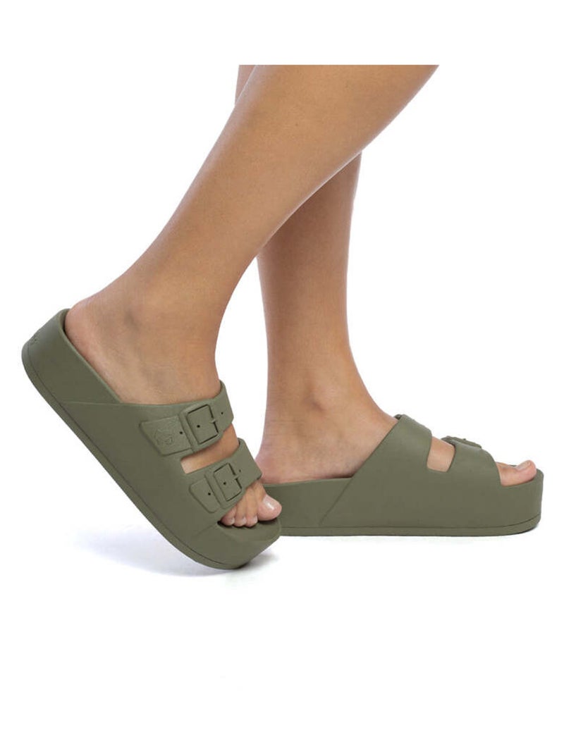 Sandales compensées Caipirinha Classic Cacatoès Kaki foncé - Kiabi