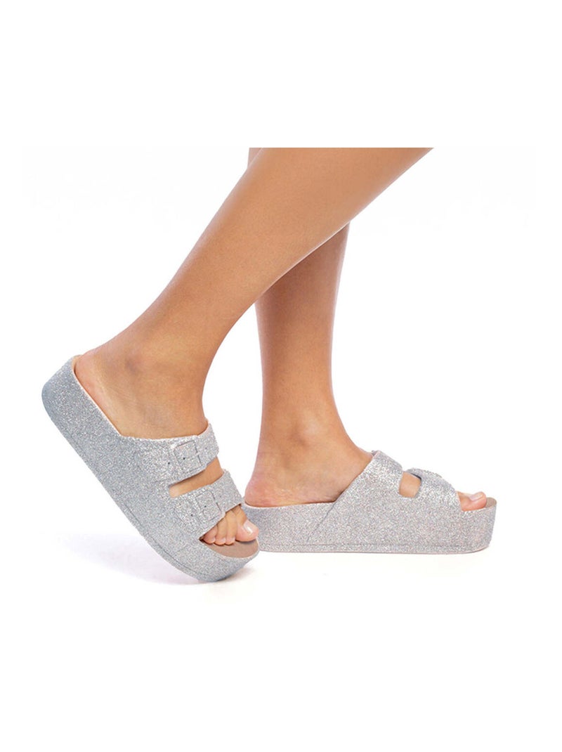 Sandales compensées CAIPIRINHA GLITTER Cacatoès Camel - Kiabi
