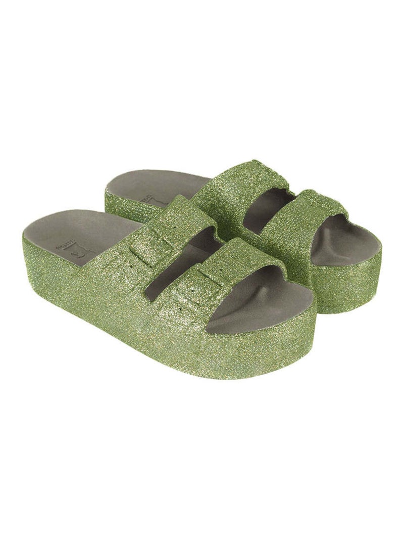 Sandales compensées Caipirinha Glitter Cacatoès Noir Kaki - Kiabi