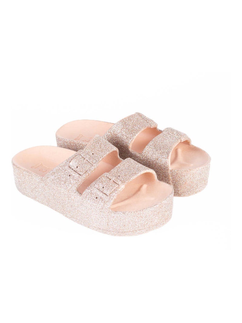 Sandales compensées Caipirinha Glitter Cacatoès Nude - Kiabi