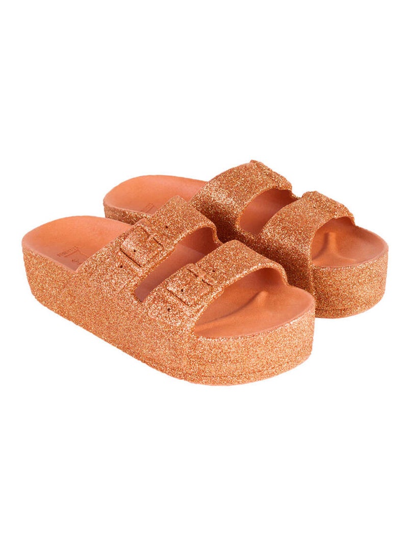 Sandales compensées Caipirinha Glitter Cacatoès Sable/Tonka/Caramel - Kiabi