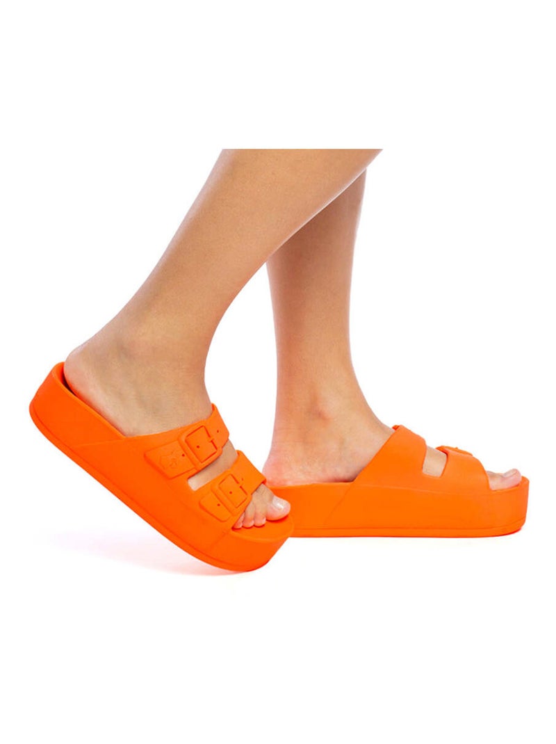 Sandales compensées Caipirinha Liso Cacatoès Orange fluo - Kiabi