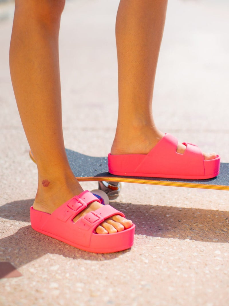 Sandales compensées Caipirinha Liso Cacatoès Rose fluo - Kiabi