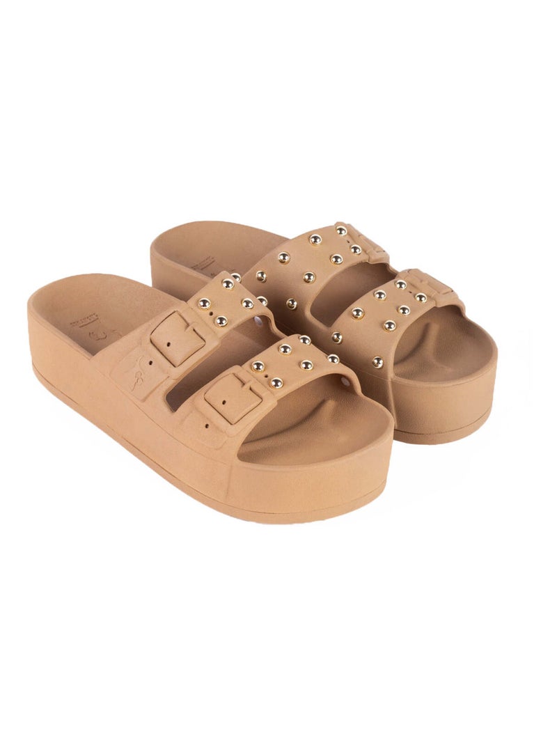 Sandales compensées Caipirinha Spikes Cacatoès Camel - Kiabi
