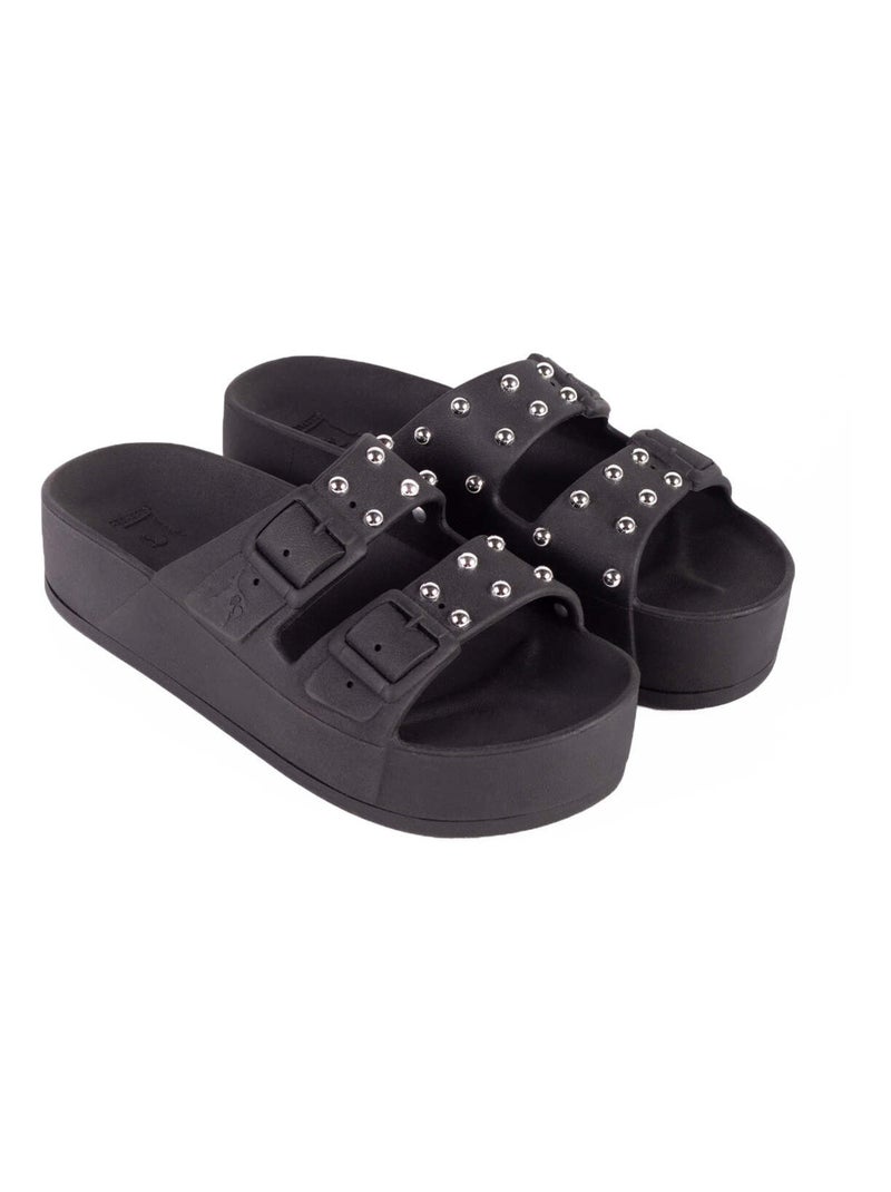 Sandales compensées CAIPIRINHA SPIKES Cacatoès Noir - Kiabi