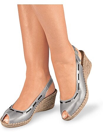 Sandales compensées cuir à bout ouvert - Afibel