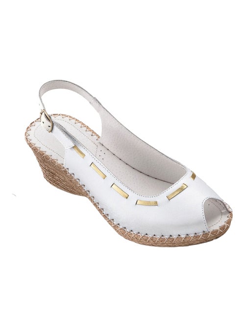 Sandales compensées cuir à bout ouvert - Afibel - Kiabi