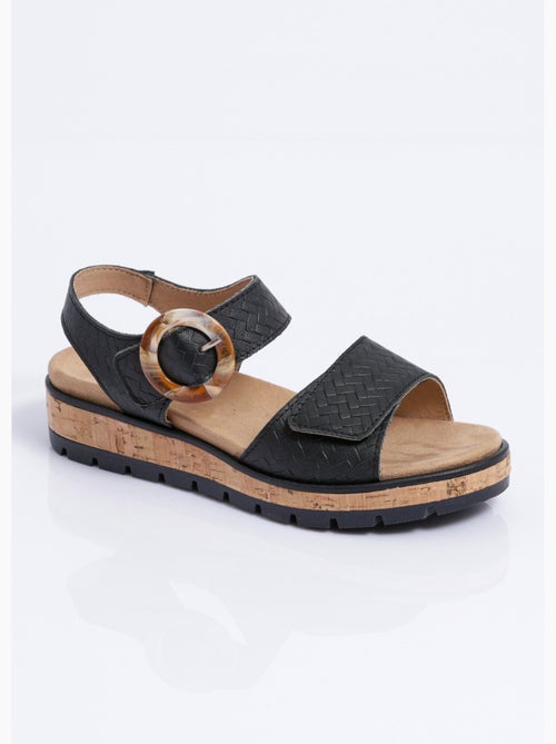 Sandales compensées cuir effet tressé ouverture totale - Afibel - Kiabi Sandales compensées cuir effet tressé ouverture totale - Afibel - Kiabi