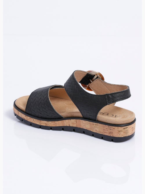 Sandales compensées cuir effet tressé ouverture totale - Afibel - Kiabi Sandales compensées cuir effet tressé ouverture totale - Afibel - Kiabi
