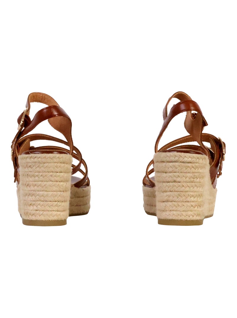 Sandales Compensées Cuir Emilie Karston Talia Marron - Kiabi