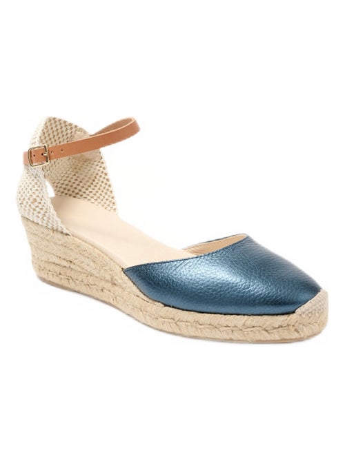 Sandales compensées cuir et jute talon enrobé - AFIBEL - Kiabi