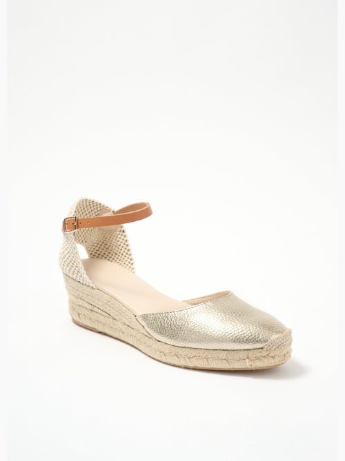 Sandales compensées cuir et jute talon enrobé - AFIBEL - Kiabi