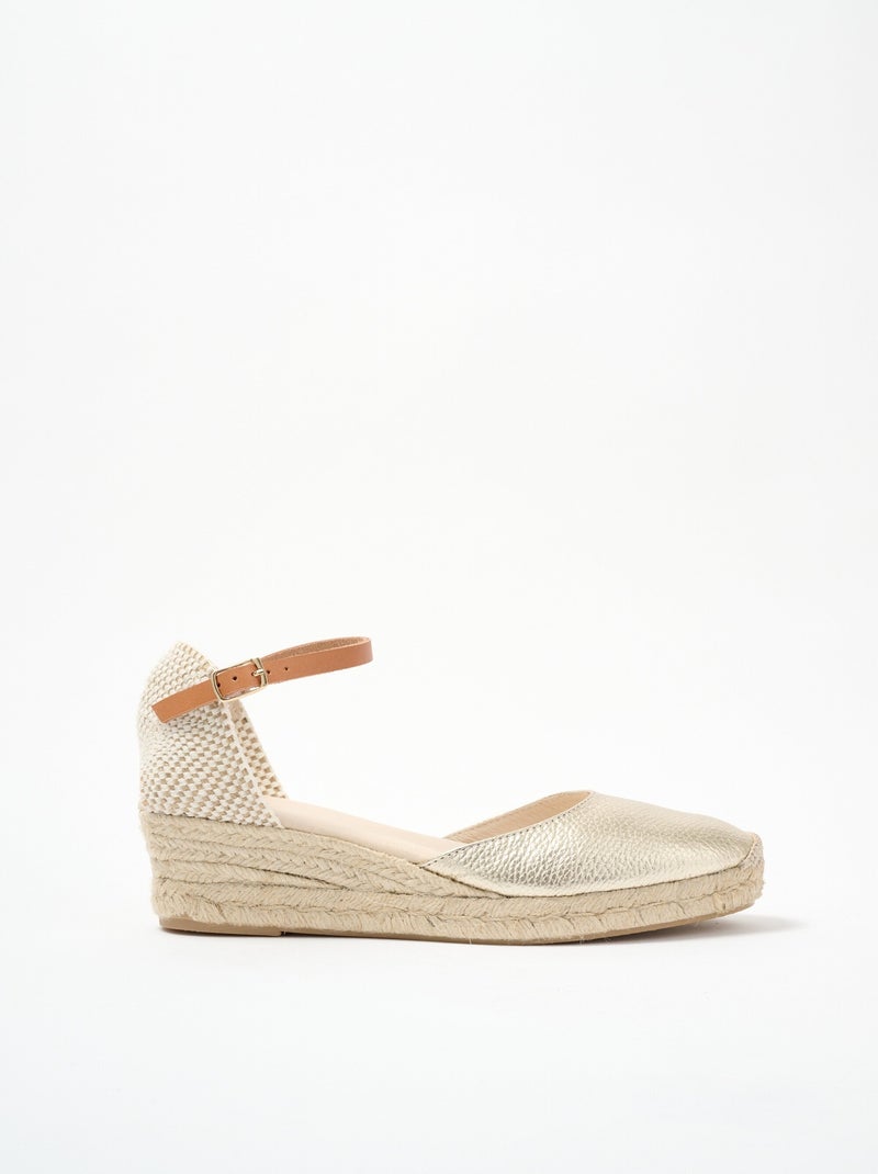 Sandales compensées cuir et jute talon enrobé - AFIBEL Doré - Kiabi