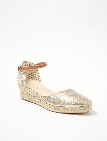 Sandales compensées cuir et jute talon enrobé