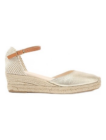 Sandales compensées cuir et jute talon enrobé