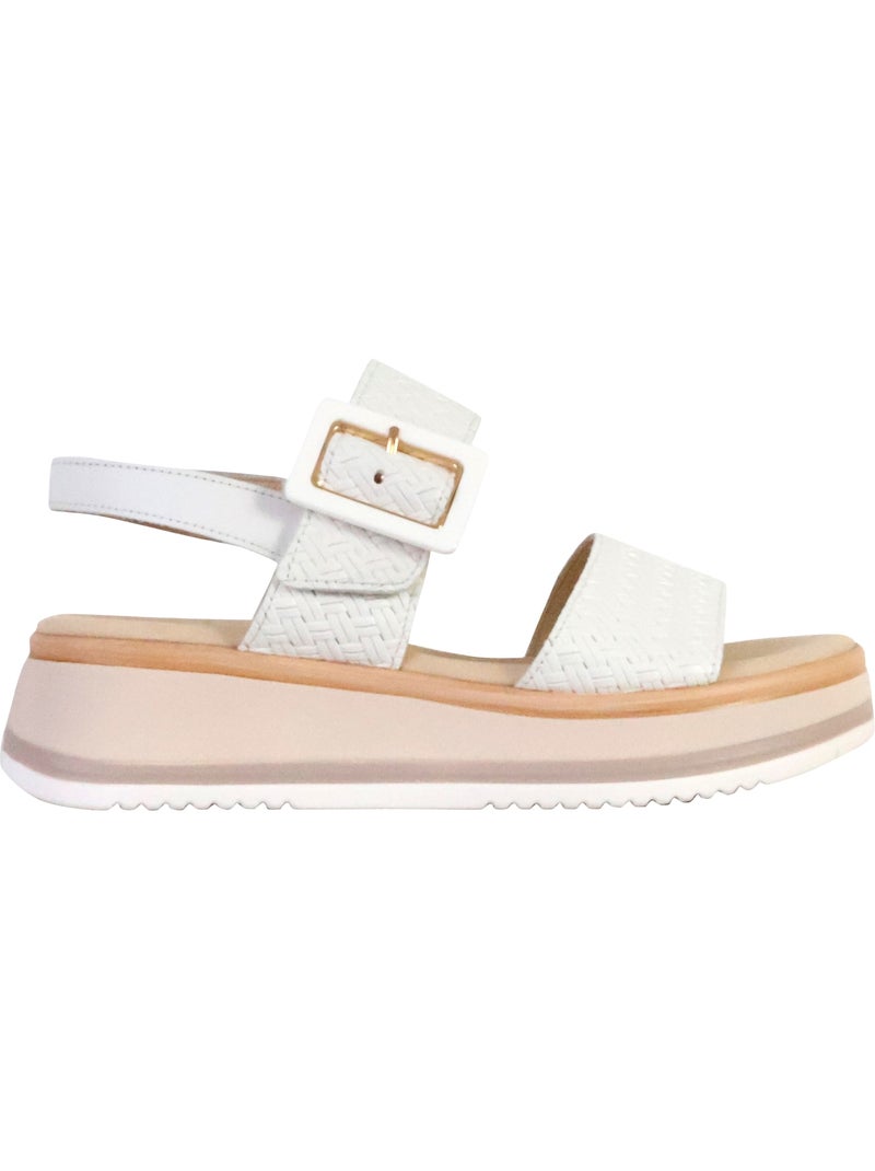 Sandales Compensées Cuir Gabor Flecht Twist Nappa Blanc - Kiabi