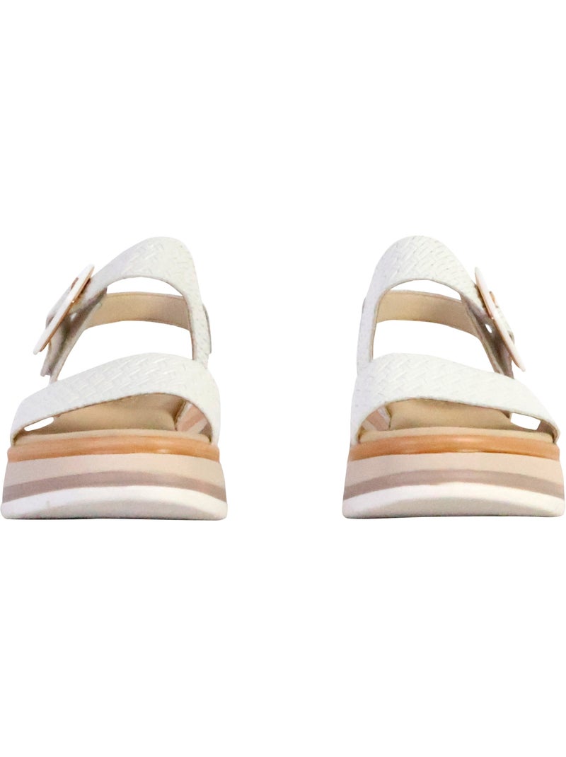 Sandales Compensées Cuir Gabor Flecht Twist Nappa Blanc - Kiabi
