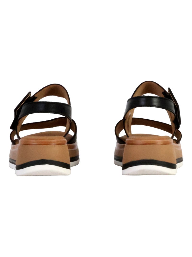 Sandales Compensées Cuir Gabor Flecht Twist Nappa Noir - Kiabi