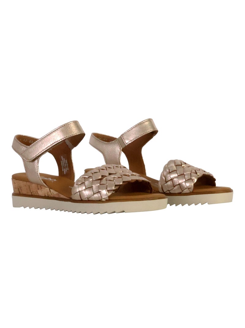 Sandales Compensées Cuir Gabor Idra Met Doré/or - Kiabi