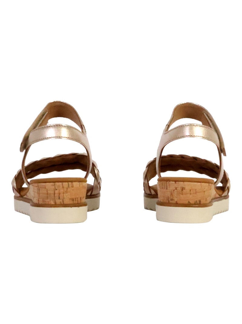 Sandales Compensées Cuir Gabor Idra Met Doré/or - Kiabi