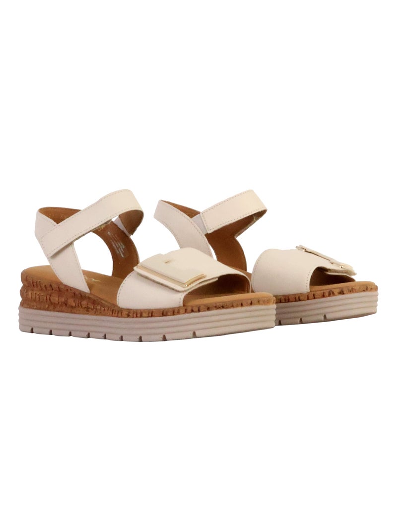 Sandales Compensées Cuir Gabor Lamina Beige - Kiabi