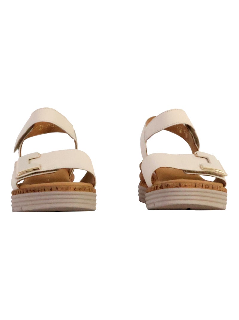 Sandales Compensées Cuir Gabor Lamina Beige - Kiabi