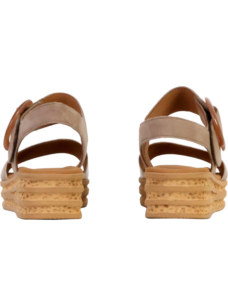 Sandales Compensées Cuir Gabor Nappa Nava Doré/or - Kiabi