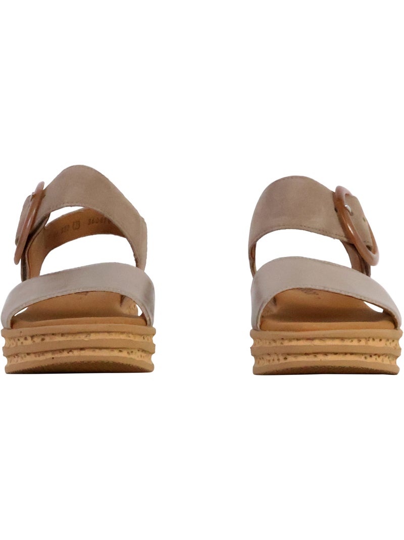 Sandales Compensées Cuir Gabor Nappa Nava Doré/or - Kiabi