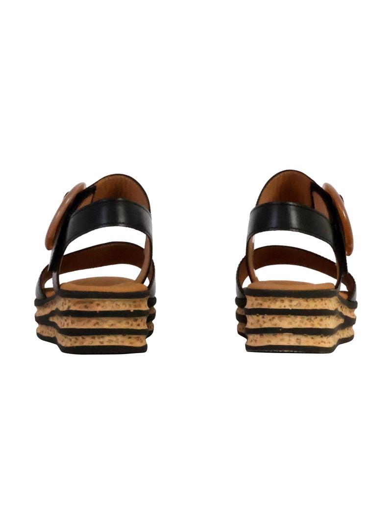 Sandales Compensées Cuir Gabor Nappa Nava Noir - Kiabi