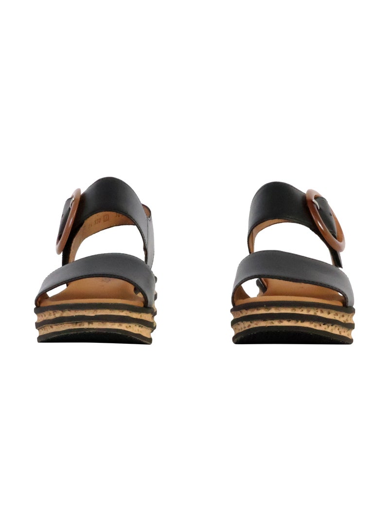 Sandales Compensées Cuir Gabor Nappa Nava Noir - Kiabi