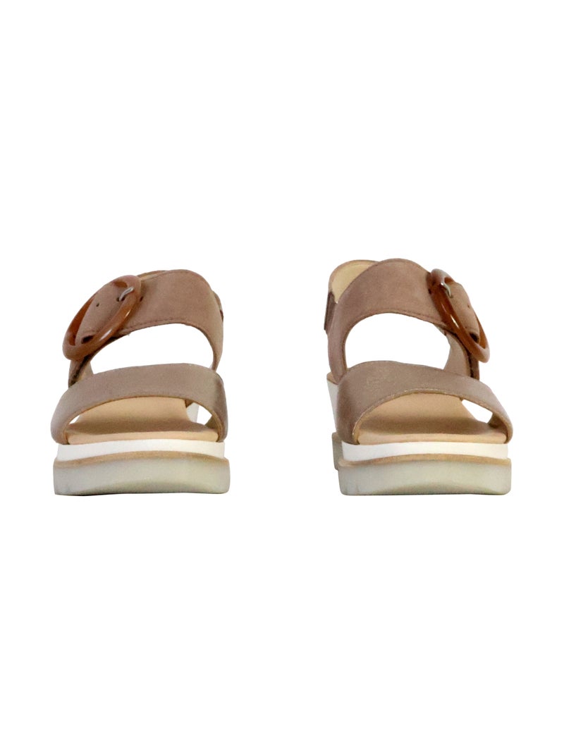 Sandales Compensées Cuir Gabor Satin Met Doré/or - Kiabi