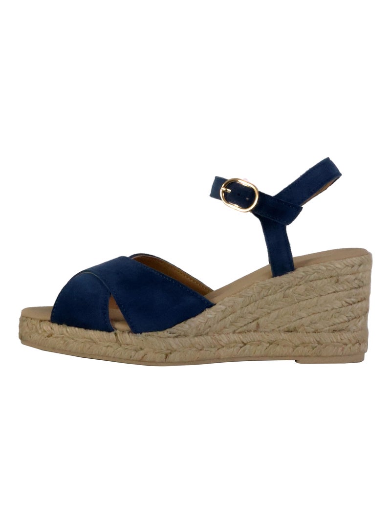 Sandales Compensées Cuir Geox Gelsa Bleu marine - Kiabi