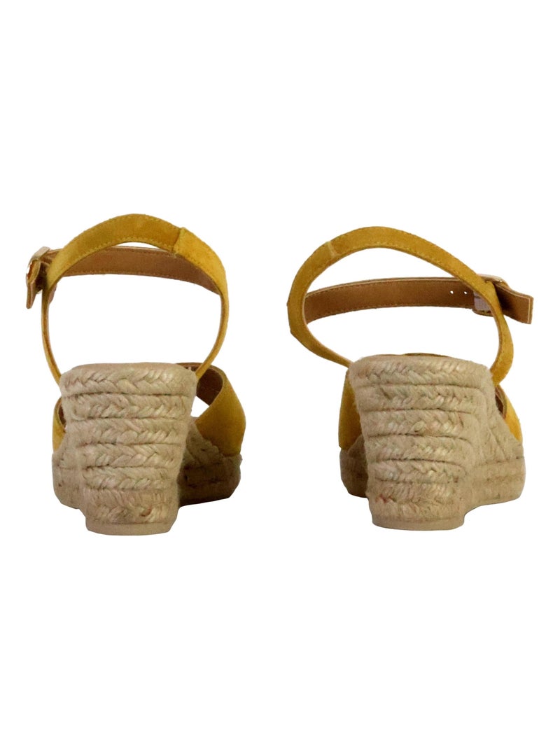 Sandales Compensées Cuir Geox Gelsa Jaune - Kiabi