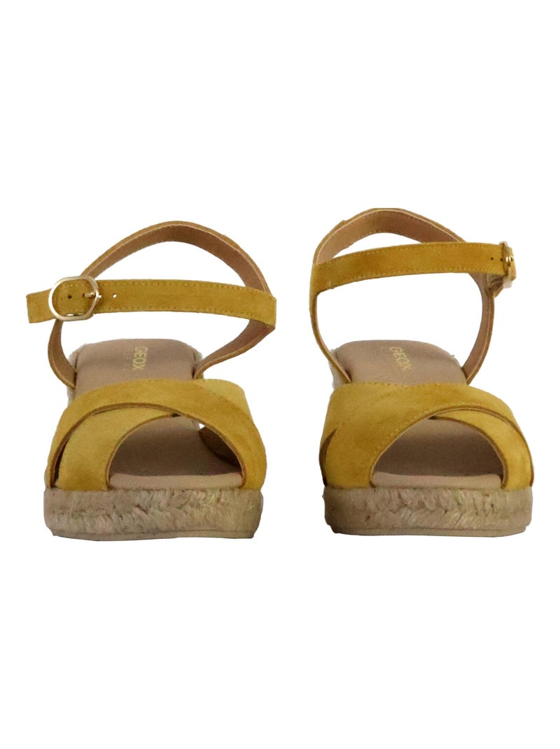 Sandales Compensées Cuir Geox Gelsa Jaune - Kiabi